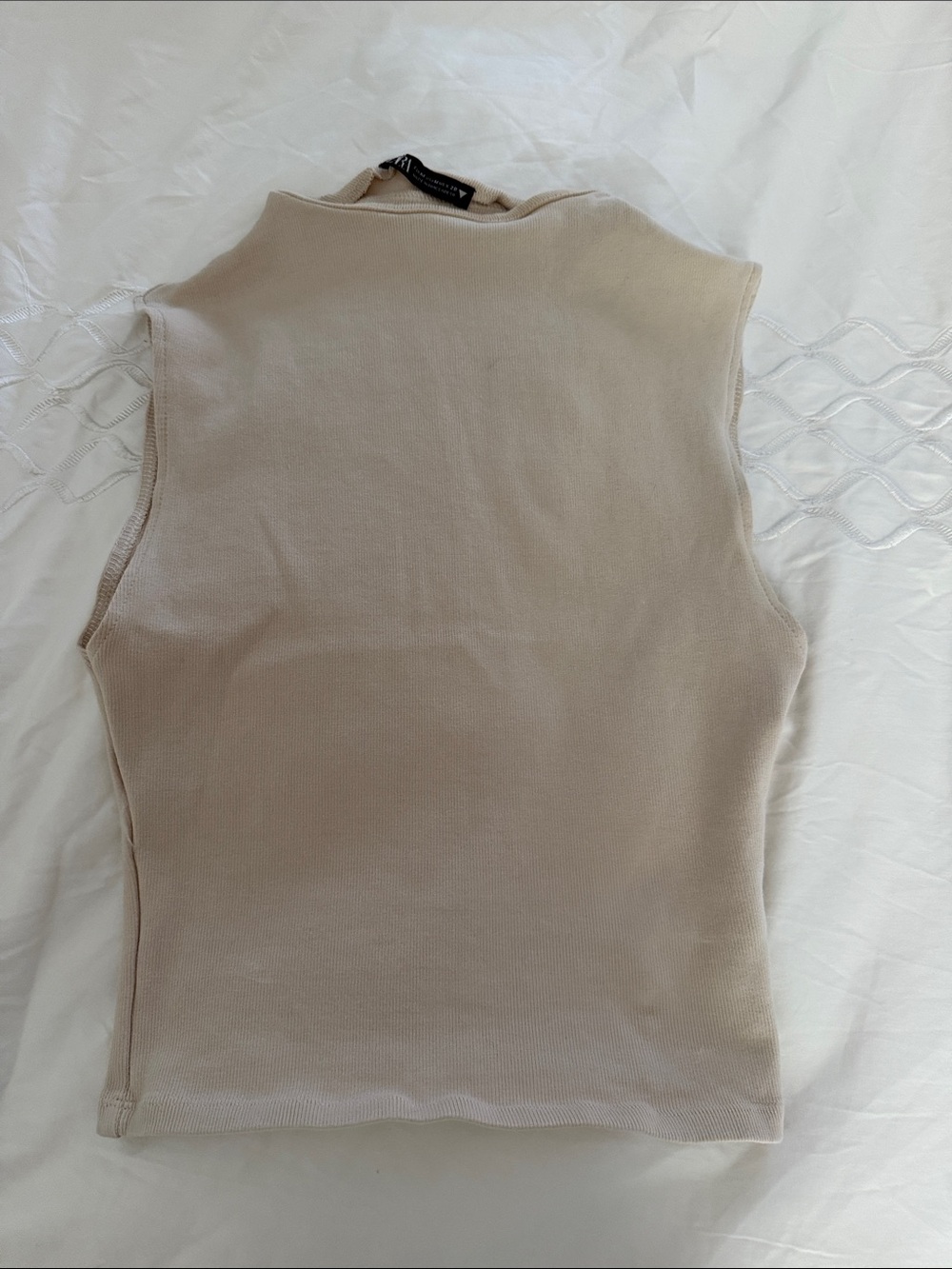 Zara Sleeveless Mock Neck Tank in Beige